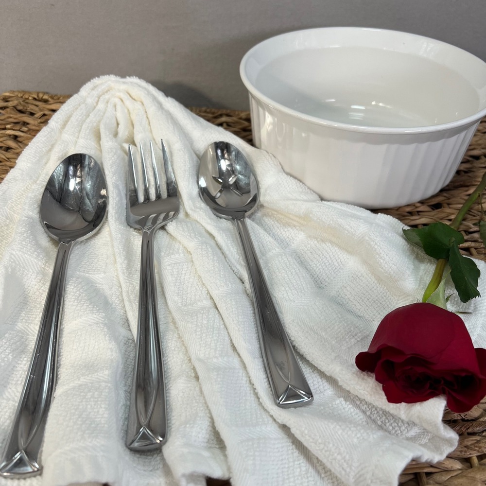 Oneida Lincoln Stainless Flatware Serving‎ Set 3-Piece Slotted Spoon Fork Spoon
